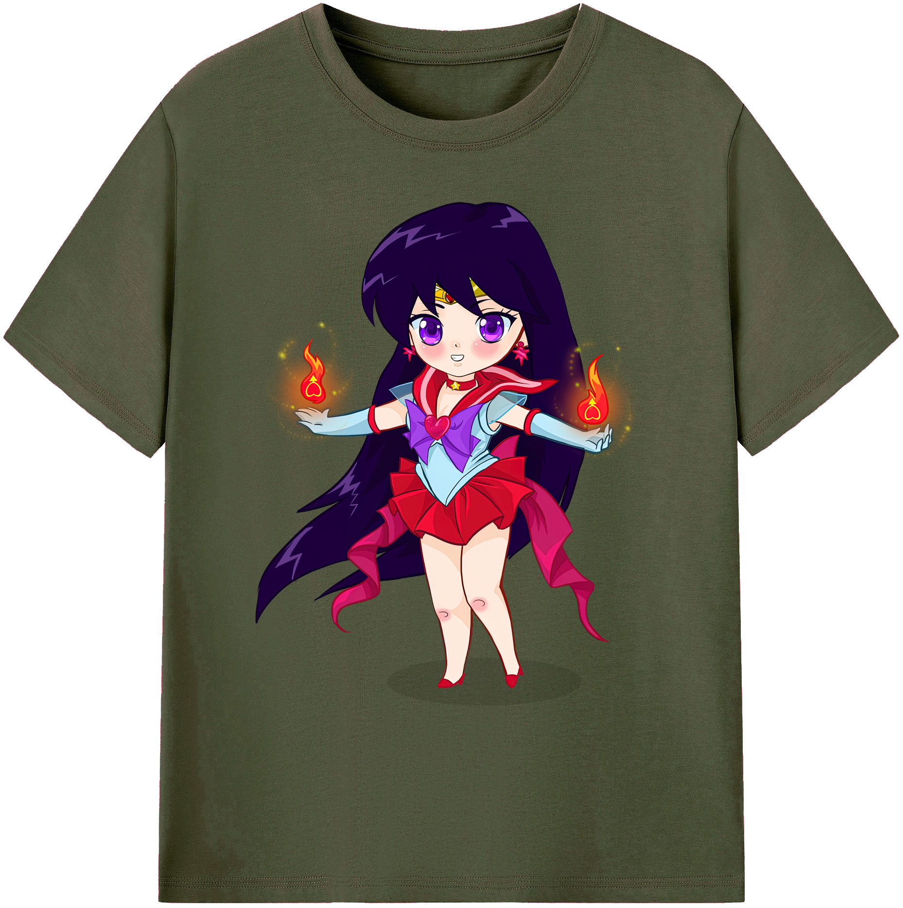 （画像用） 美少女戦士セーラームーン 火野レイ ひの レイ Sailor Moon Hino Rei （セーラーマーズ,Sailor Mars） 綿100％ メンズ半袖Tシャツ｜肌触りやわらか＆通気性